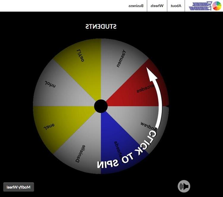 spinning wheel with student names on it